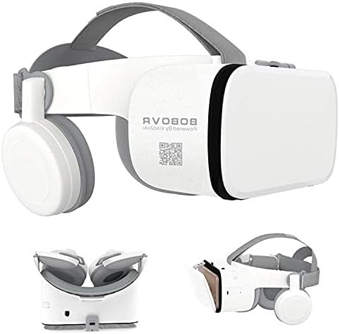 3D Virtual Reality Headset, 3D VR Glasses Viewer with Remote [Bluetooth] for iOS iPhone 13 12 11 Pro Max Mini X R S 8 7 Samsung Galaxy S10 S9 S8 S7 Edge Note/A 10 9 8 + Other 4.7-6.2 Cellphone, White