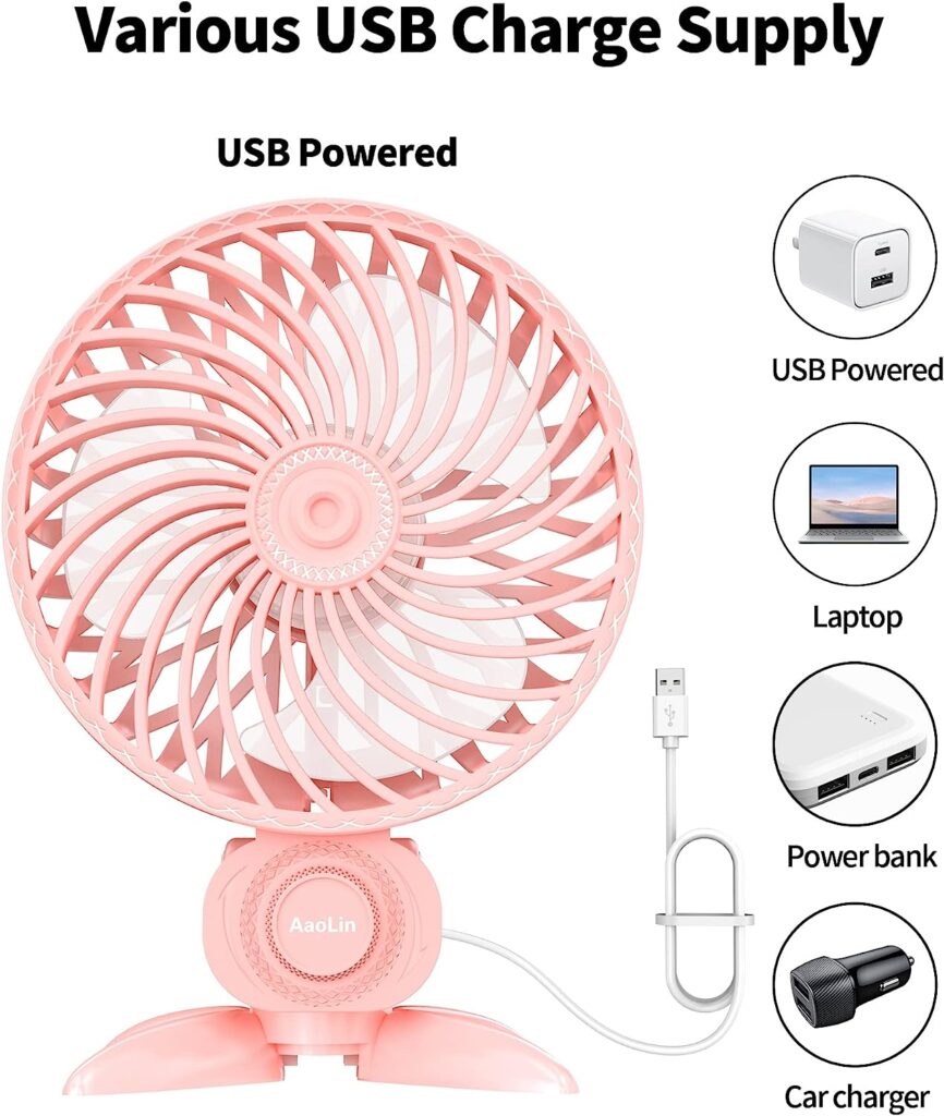 AaoLin USB Small Fan, Desk Fans with CVT Variable Speeds, Strong Cooling Airflow, Quiet Portable, Desktop Mini Personal Fan for Room, Home,Office, Bedroom-USB Powered