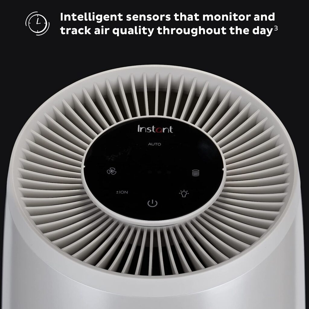 Instant HEPA Quiet Air Purifier, From the Makers of Instant Pot with Plasma Ion Technology for Rooms up to 630ft2; removes 99% of Dust, Smoke, Odors, Pollen  Pet Hair, for Bedrooms  Offices, Pearl