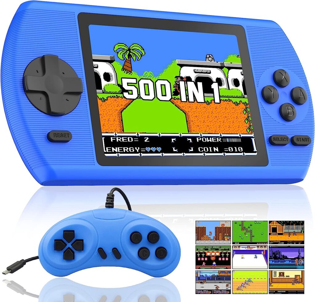 JAMSWALL Retro Handheld Game Console, Portable Retro Video Game Console with 400 Classical FC Games 2.8-Inch Screen 800mAh Rechargeable Battery Support for Connecting TV and Two Players(Blue)