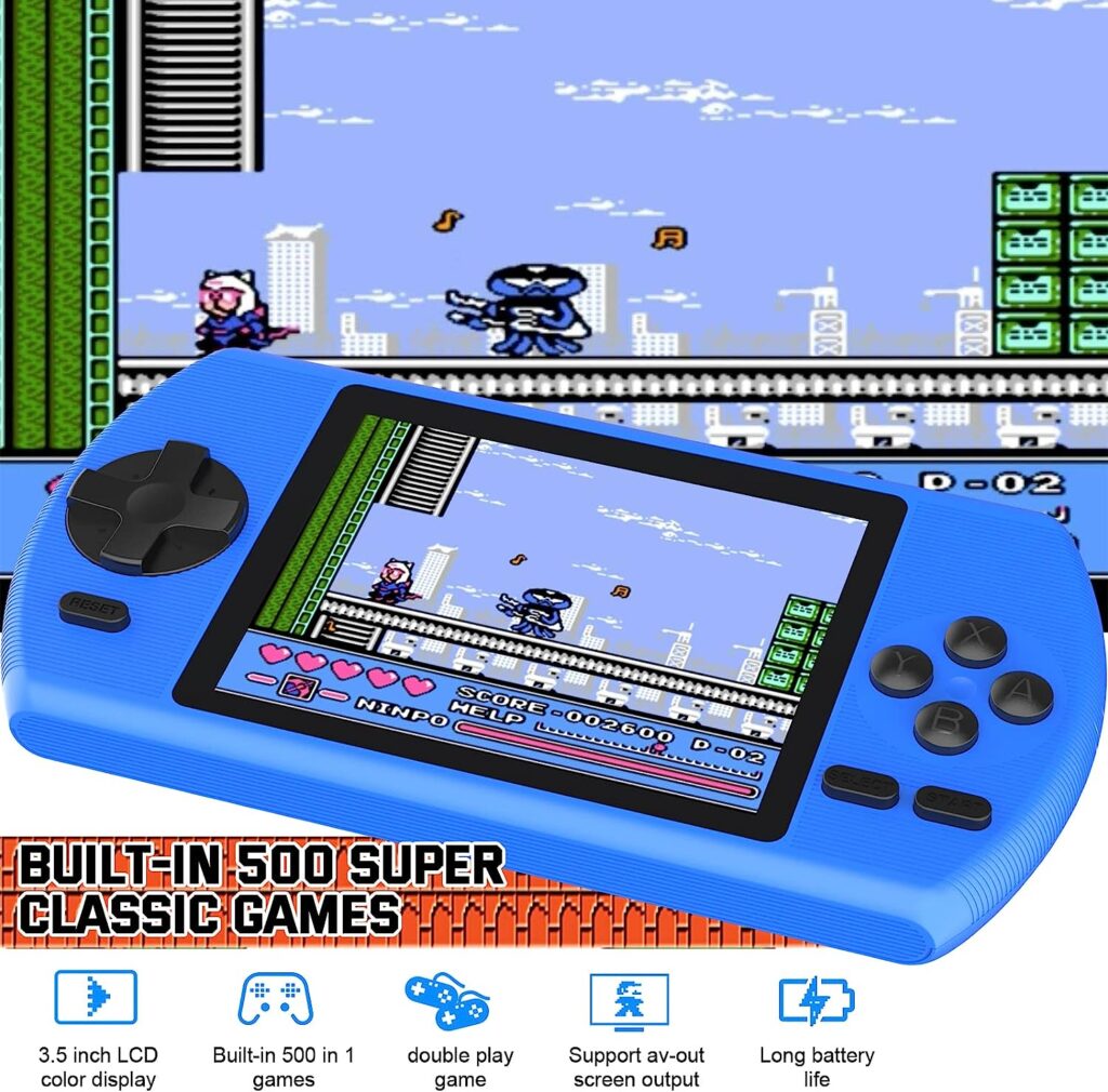 JAMSWALL Retro Handheld Game Console, Portable Retro Video Game Console with 400 Classical FC Games 2.8-Inch Screen 800mAh Rechargeable Battery Support for Connecting TV and Two Players(Blue)