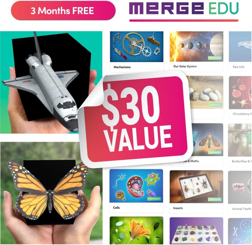 Merge Cube - Augmented  Virtual Reality Science  STEM Toy - Educational Tool - Hands-on Digital Teaching Aids - Science Simulations - Home School, Remote  in Classroom Learning - iOS  Android