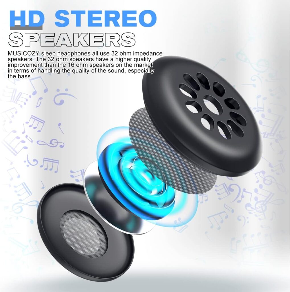 MUSICOZY Sleep Headphones Bluetooth 5.2 Headband Sleeping Headphones Sleep Eye Mask, Wireless Music Earbuds Earphones for Side Sleepers Men Women Air Travel Cool Tech Gadgets Unique