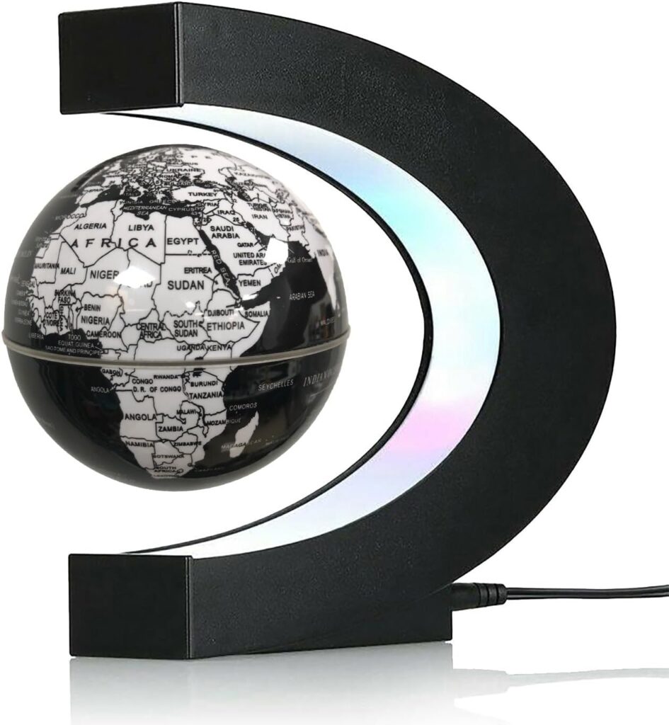 RTOSY Magnetic Levitation Floating Globe with LED Light, Desk Gadget Decor, Fixture Floating Globes  Shade, Cool Gifts for Men/Father/Husband/Boyfriend/Kids/Boss, Gifts for Desk