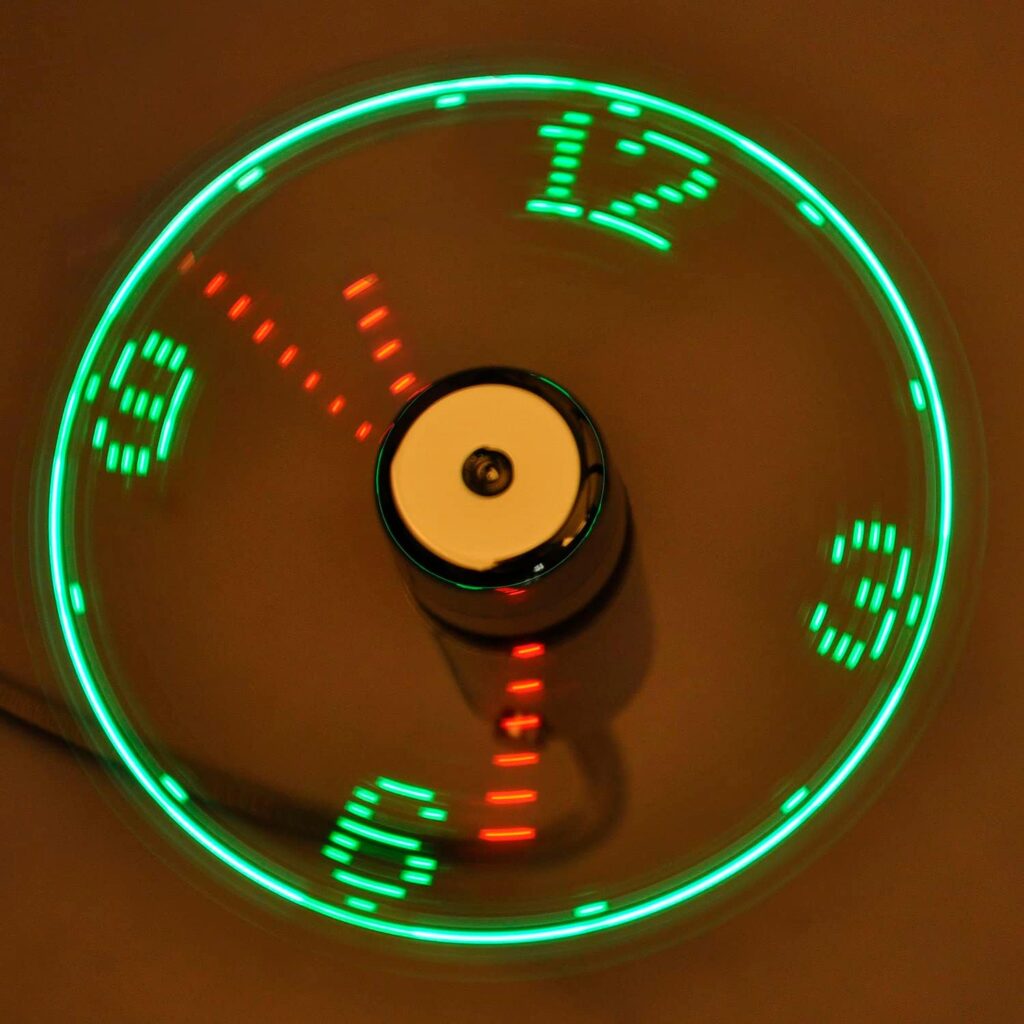 USB Mini Flexible Time Clock Fan with LED Light Real Time Display- Cool Gadget