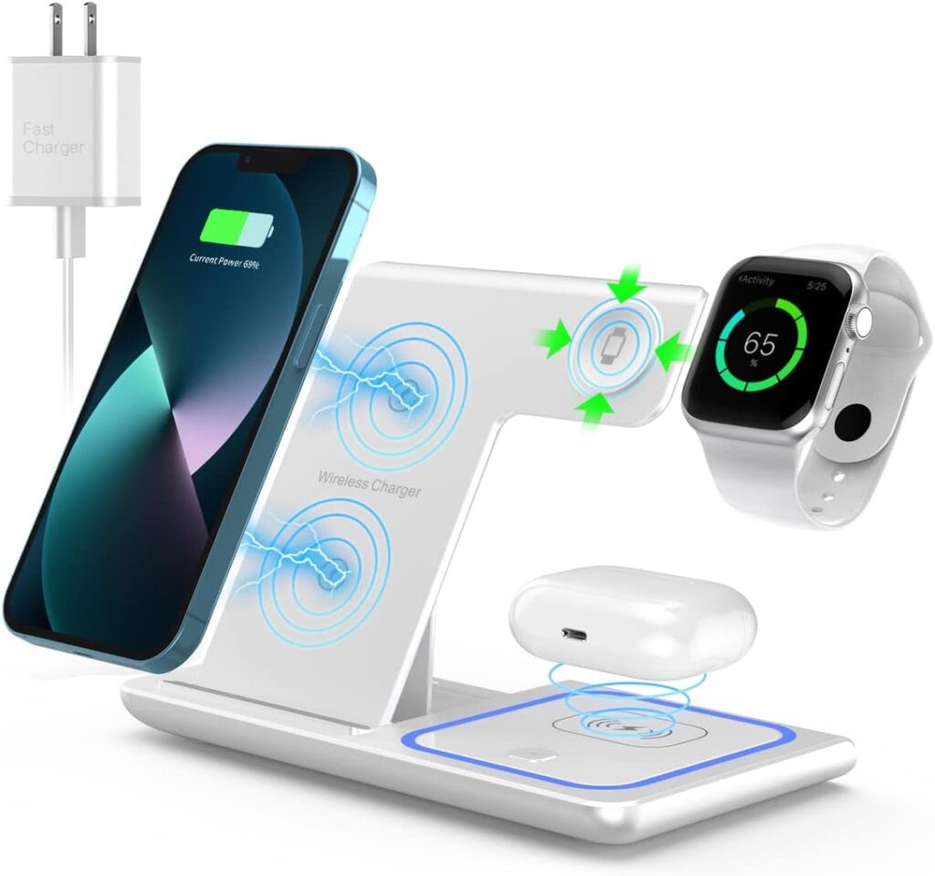 Wireless Charger,ANYLINCON 3 in 1 Charger Station for Apple iPhone/iWatch/Airpods,iPhone 14,13,12,11 (Pro, Pro Max)/XS/XR/XS/X/8(Plus),iWatch 7/6/SE/5/4/3/2,AirPods 3/2/pro