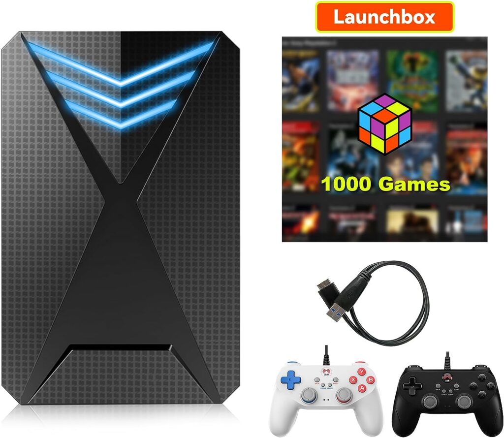 Emulator Console Hyper Base LBox, Retro Game Console HDD 2T with 1000 Retro Games, Compatible with PS4/PS3/Wii/Gamecube,Launchbox Emulator Game System for Win 8.1/10/11 Plug and Play, Up to 6GB/s