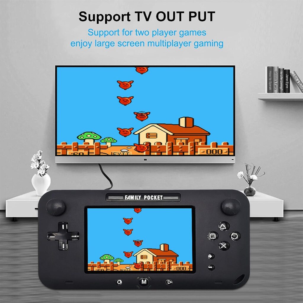 Portable Handheld Game Console for Kids 4” Large Screen with 16G TF Card, Built in 208 Classic Retro Video Games Support TV Output Arcade Gaming Player System Birthday Gift for Your Kids