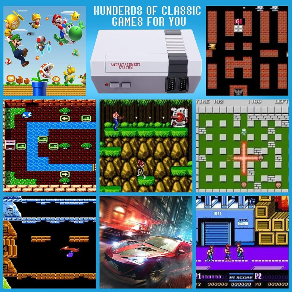 Retro Game Console Built in 620 Video Games and 2 NES Classic Controllers, Mini Video Game Console Plug and Play TV Games with AV Output, 8-Bit Video Game System with Classic Games,Childrens Gift
