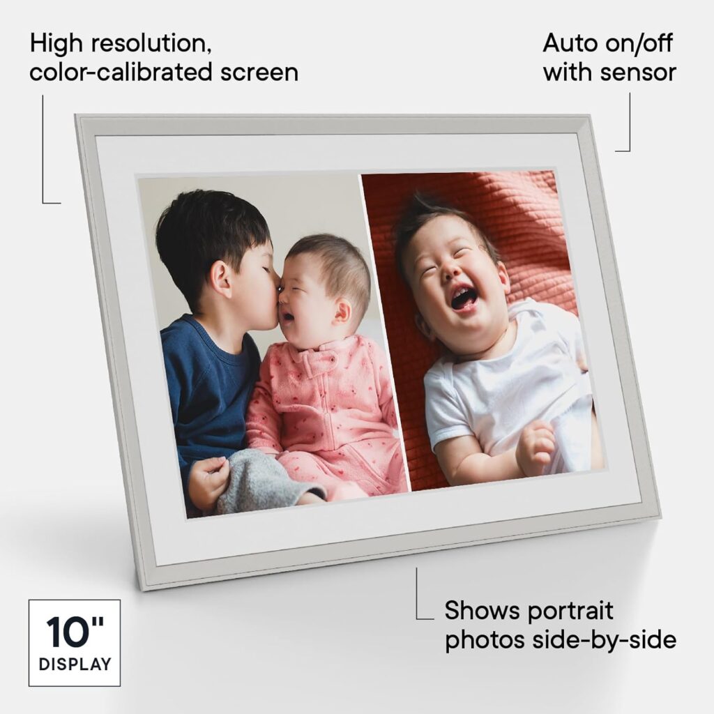 Aura Carver 10.1 WiFi Digital Picture Frame | The Best Digital Frame for Gifting | Send Photos from Your Phone | Quick, Easy Setup in Aura App | Free Unlimited Storage | (Gravel)