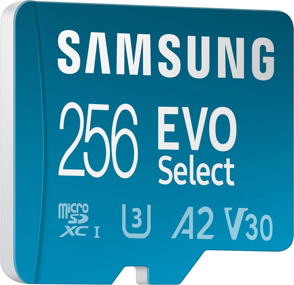 SAMSUNG EVO Select Micro SD-Memory-Card + Adapter, 256GB microSDXC 130MB/s Full HD  4K UHD, UHS-I, U3, A2, V30, Expanded Storage for Android Smartphones, Tablets, Nintendo-Switch (MB-ME256KA/AM) : Electronics