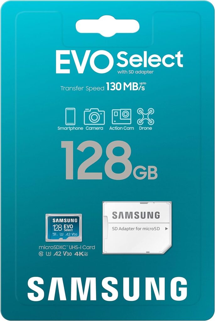SAMSUNG EVO Select Micro SD-Memory-Card + Adapter, 512GB microSDXC 130MB/s Full HD  4K UHD, UHS-I, U3, A2, V30, Expanded Storage for Android Smartphones, Tablets, Nintendo-Switch (MB-ME512KA/AM)