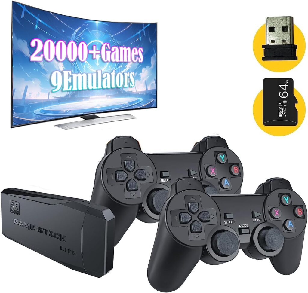 Wireless Retro Game Console,Nostalgia Stick Game,Retro Game Stick,Retro Game Console,Wireless Retro Play Game Stick,with Built-in 9 Emulators,Retro Plug and Play Video Games for TV,Built in20000+Games